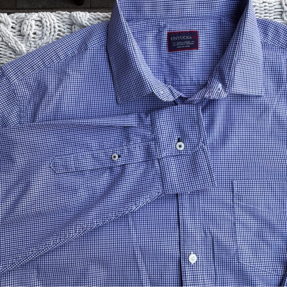 UNTUCKit Men's Blue/Purple Gingham Dress Shirt,‎ 3XL